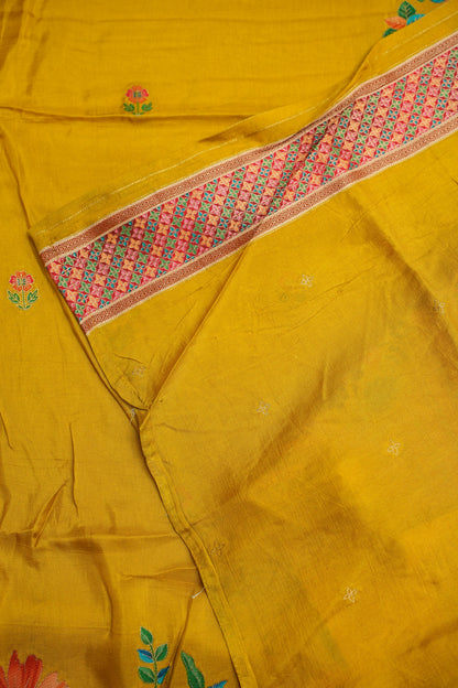 Kashmiri Pashmina Banarasi Story Telling Saree - Yellow