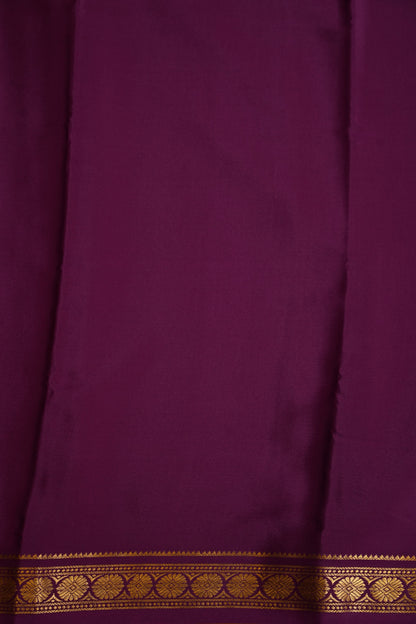 Plain Pure Crepe Mysore Silk Saree in Orange With Contrast Purple Border