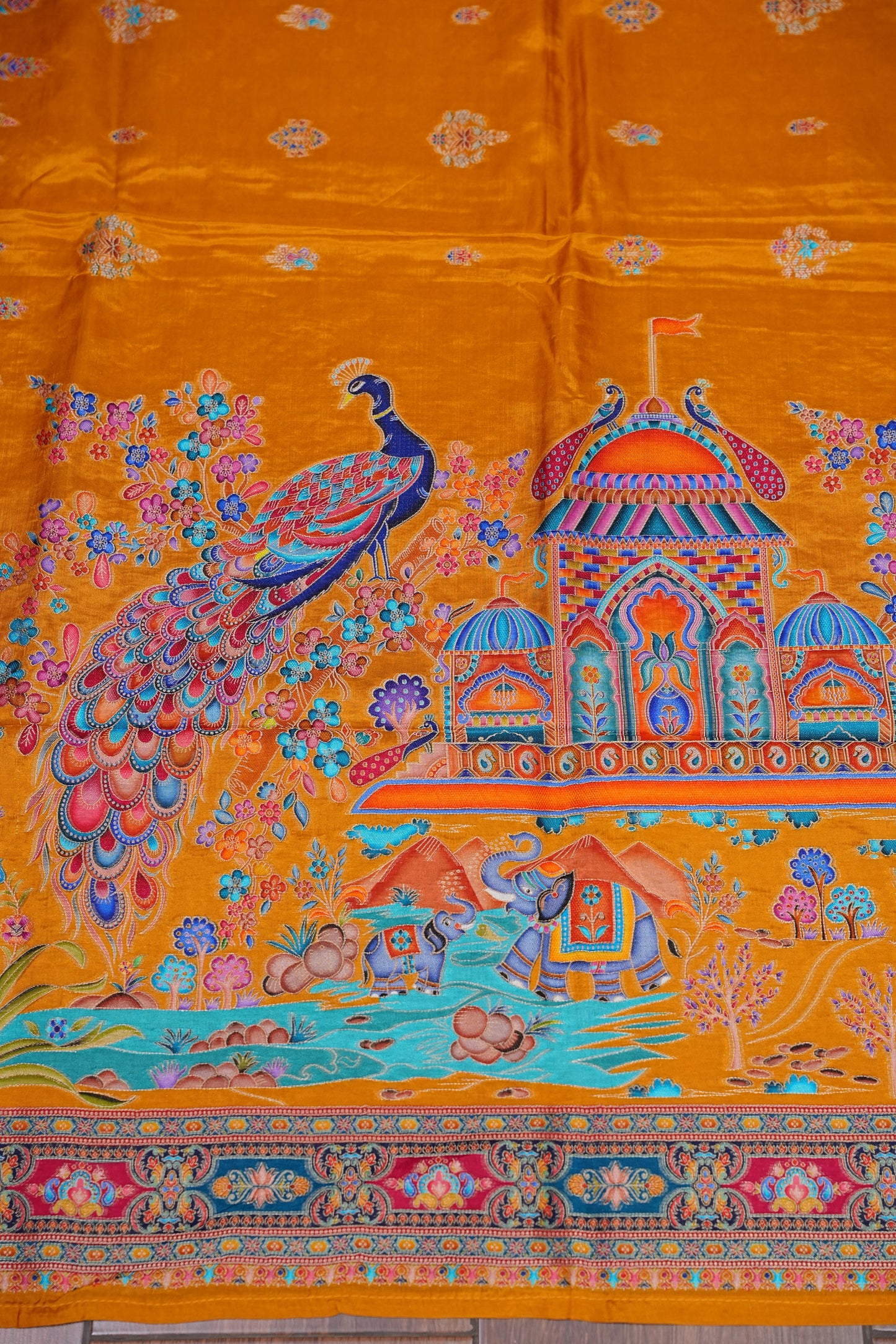 Kashmiri Pashmina Banarasi Story Telling Saree - Mustard Yellow