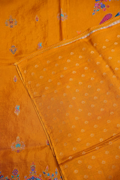 Kashmiri Pashmina Banarasi Story Telling Saree - Mustard Yellow
