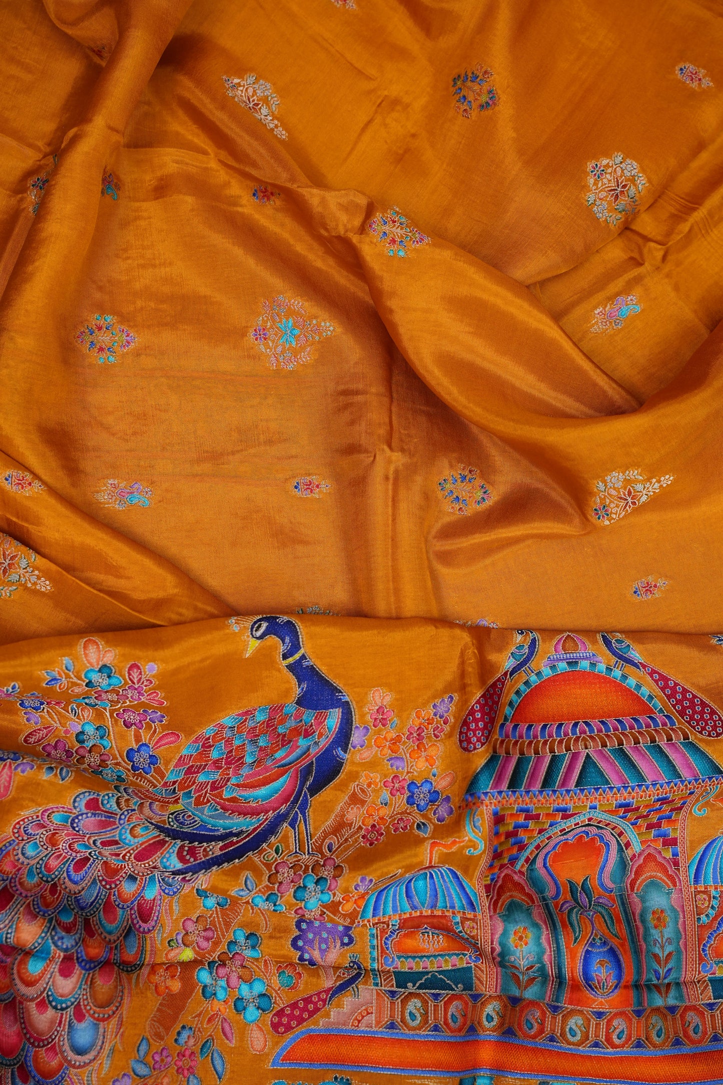 Kashmiri Pashmina Banarasi Story Telling Saree - Mustard Yellow