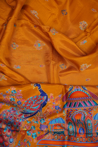 Kashmiri Pashmina Banarasi Story Telling Saree - Mustard Yellow