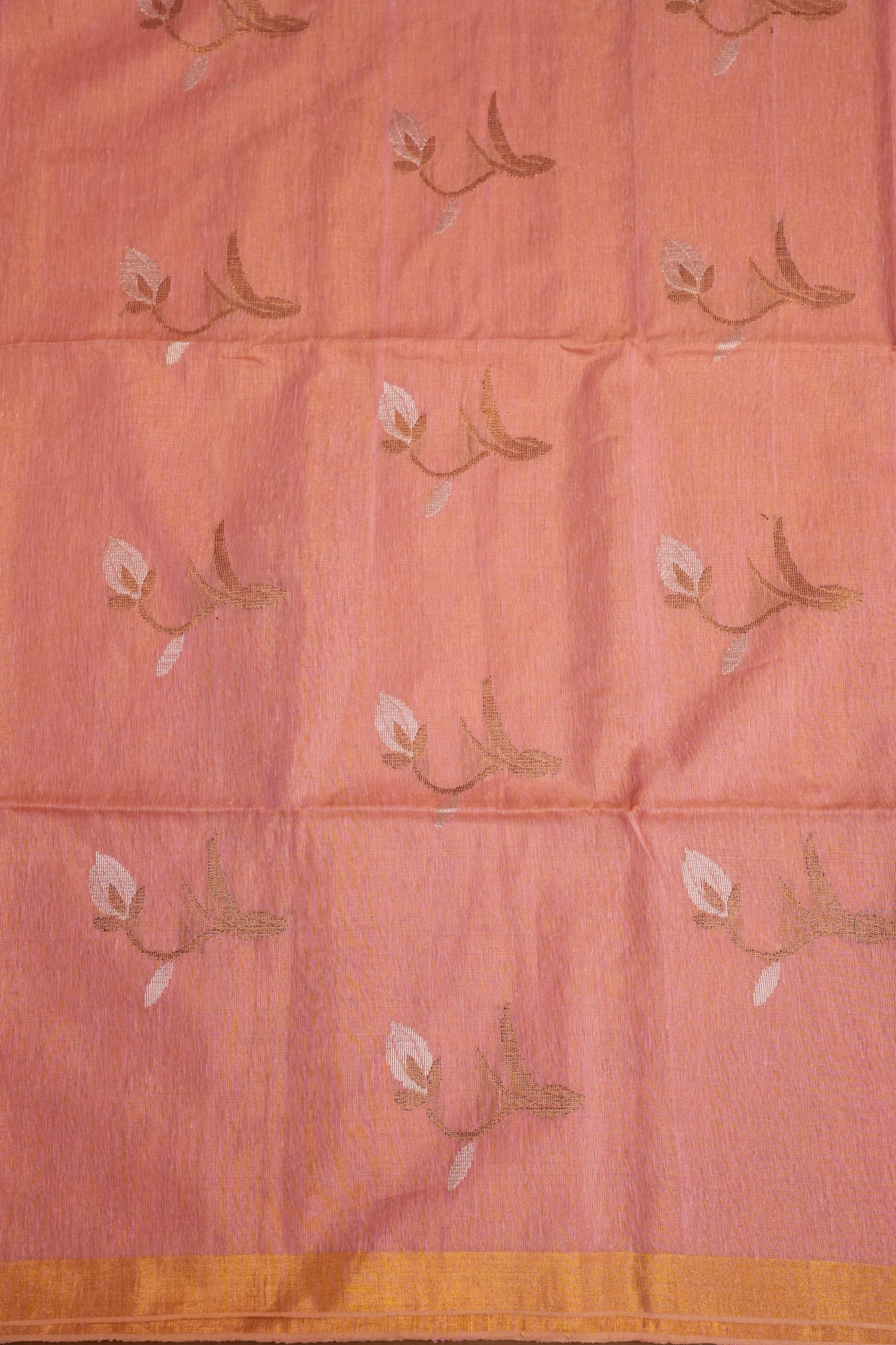 Tissue Linen Saree with Tassles - Blush Pink