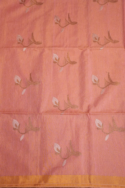 Tissue Linen Saree with Tassles - Blush Pink