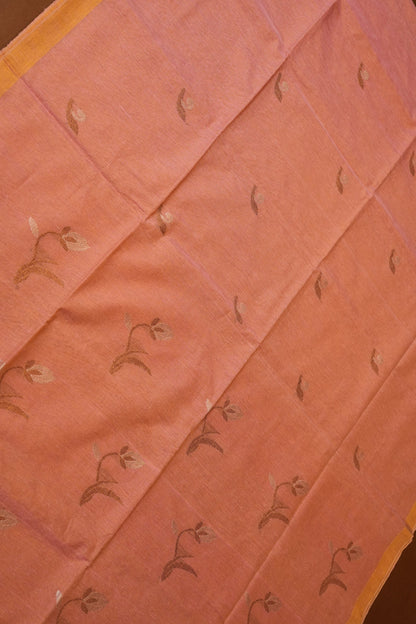 Tissue Linen Saree with Tassles - Blush Pink