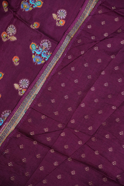 Kashmiri Pashmina Banarasi Story Telling Saree - Wine