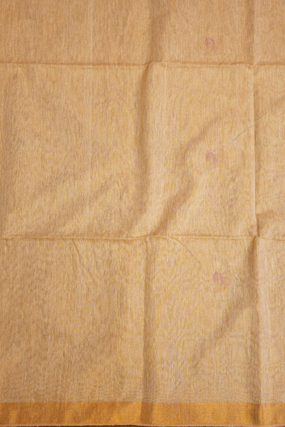 Tissue Linen Saree with Tassles - Beige