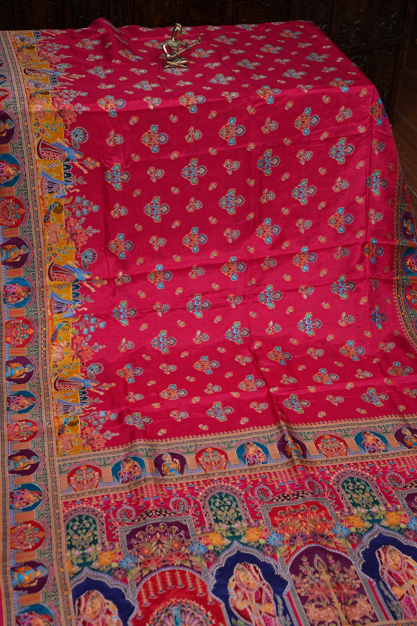 Kashmiri Pashmina Banarasi Story Telling Saree - Pink