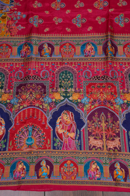 Kashmiri Pashmina Banarasi Story Telling Saree - Pink