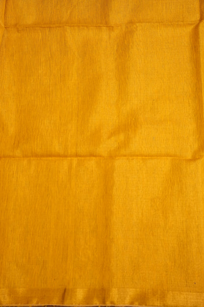 Tissue Linen Saree with Tassles - Yellow