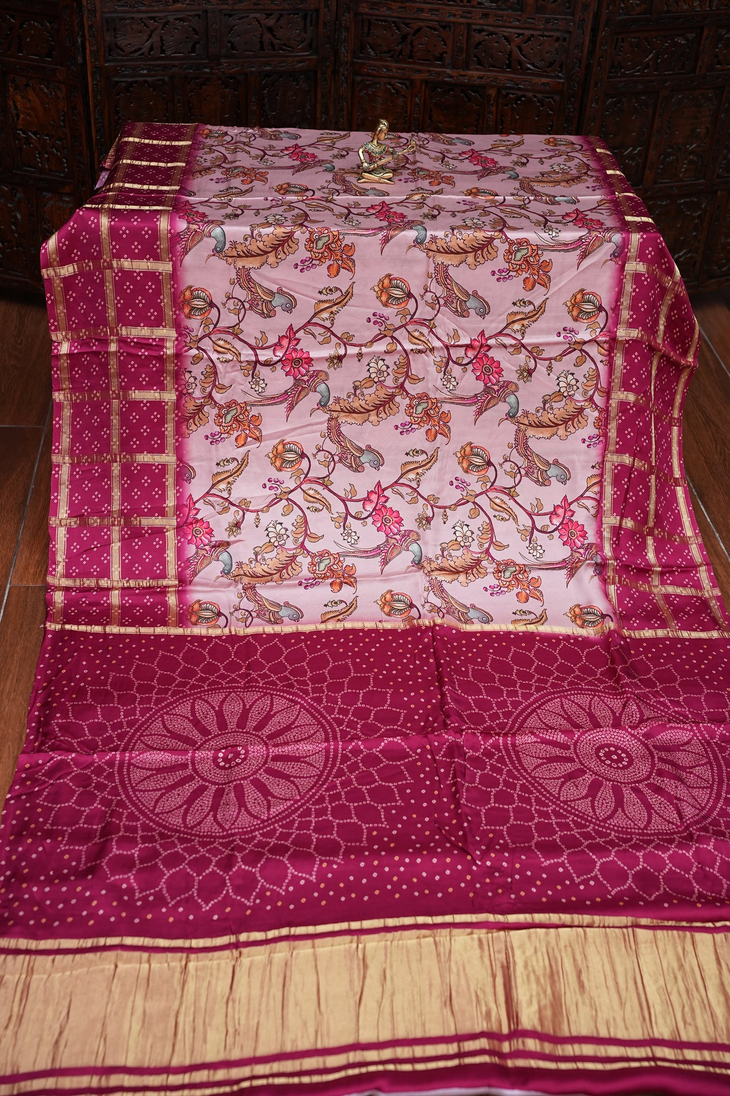 Bandhini Garchola Modal Silk Saree - Pink & PInk