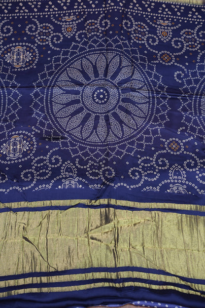 Bandhini Garchola Modal Silk Saree - Peach & Blue