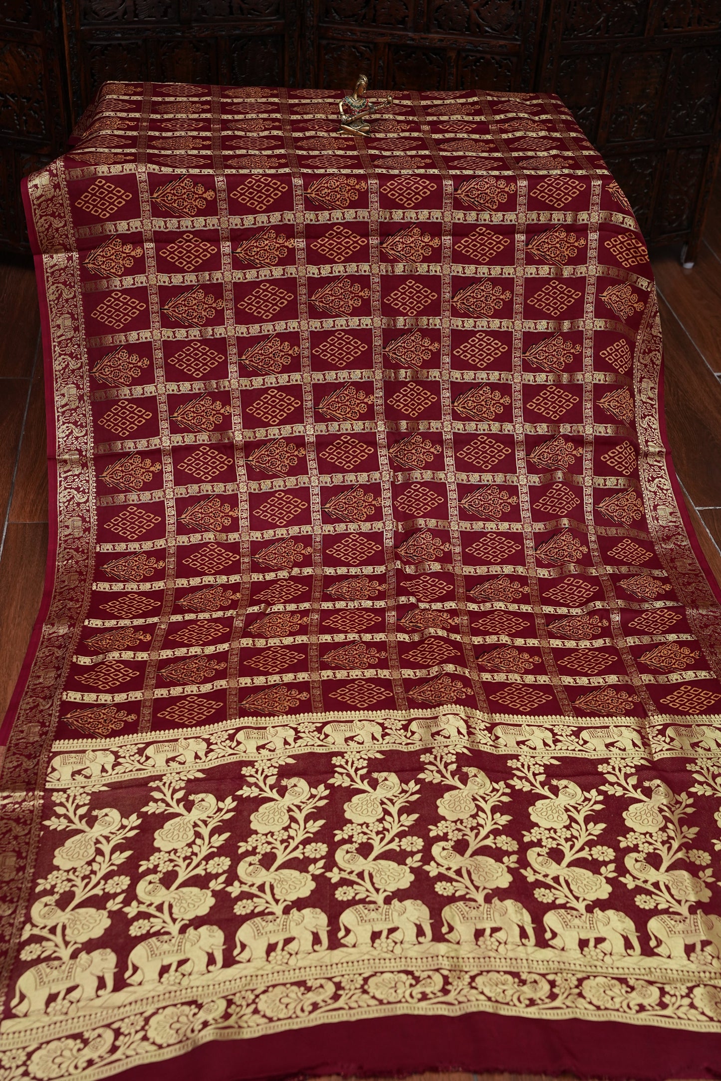 Bandhini Garchola Modal Silk Saree - Maroon