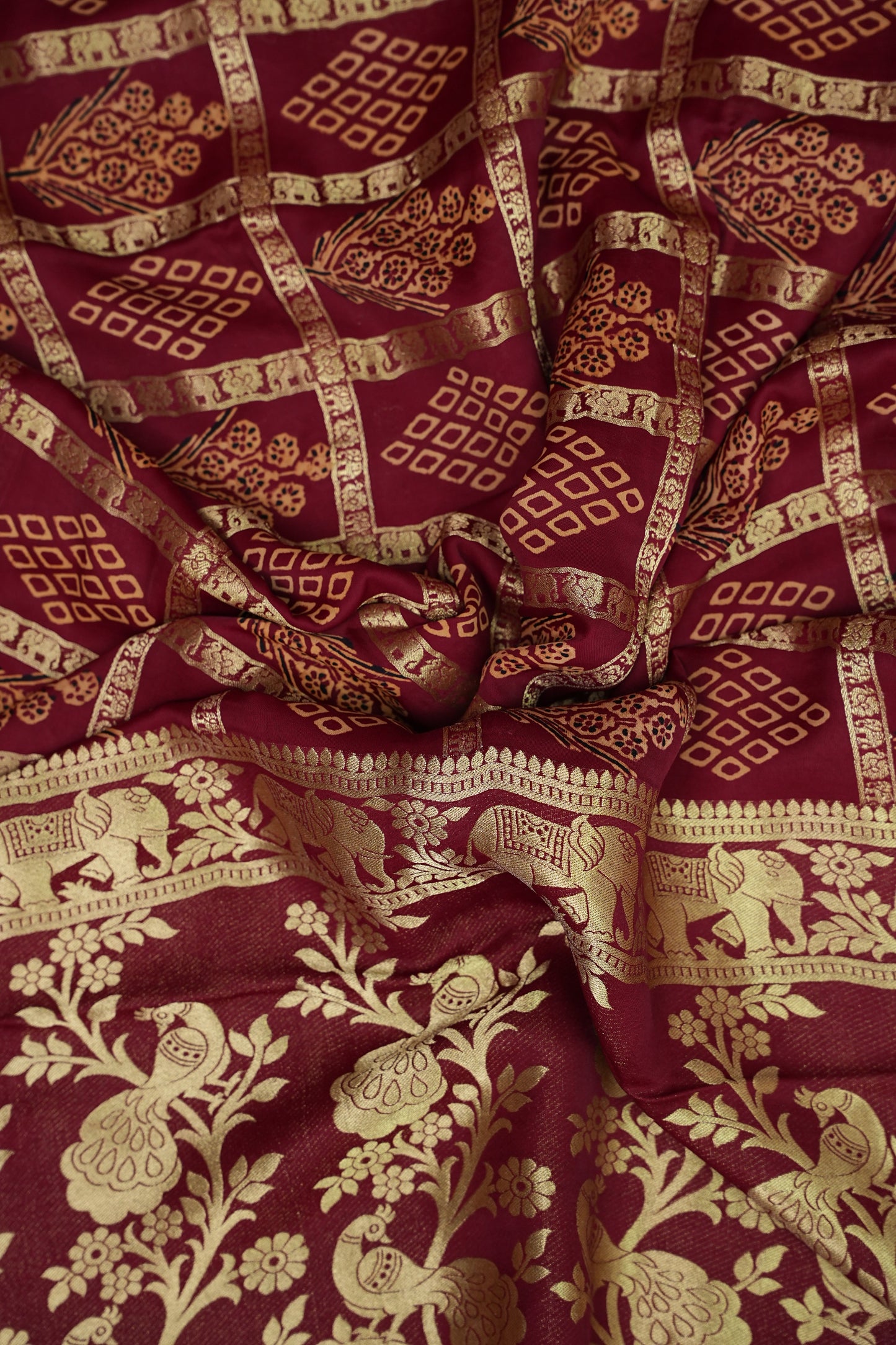 Bandhini Garchola Modal Silk Saree - Maroon