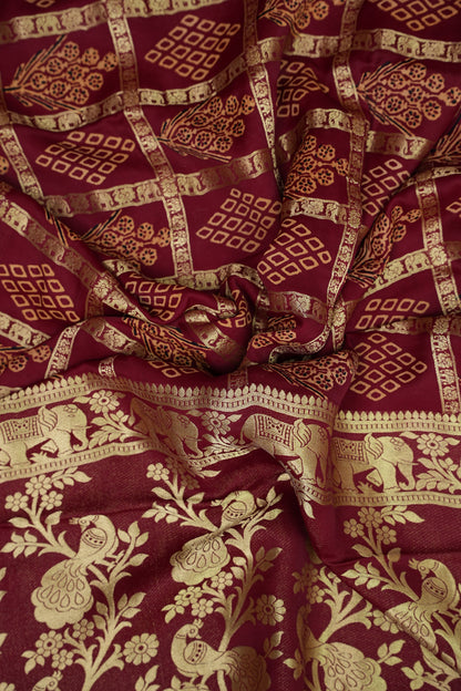 Bandhini Garchola Modal Silk Saree - Maroon