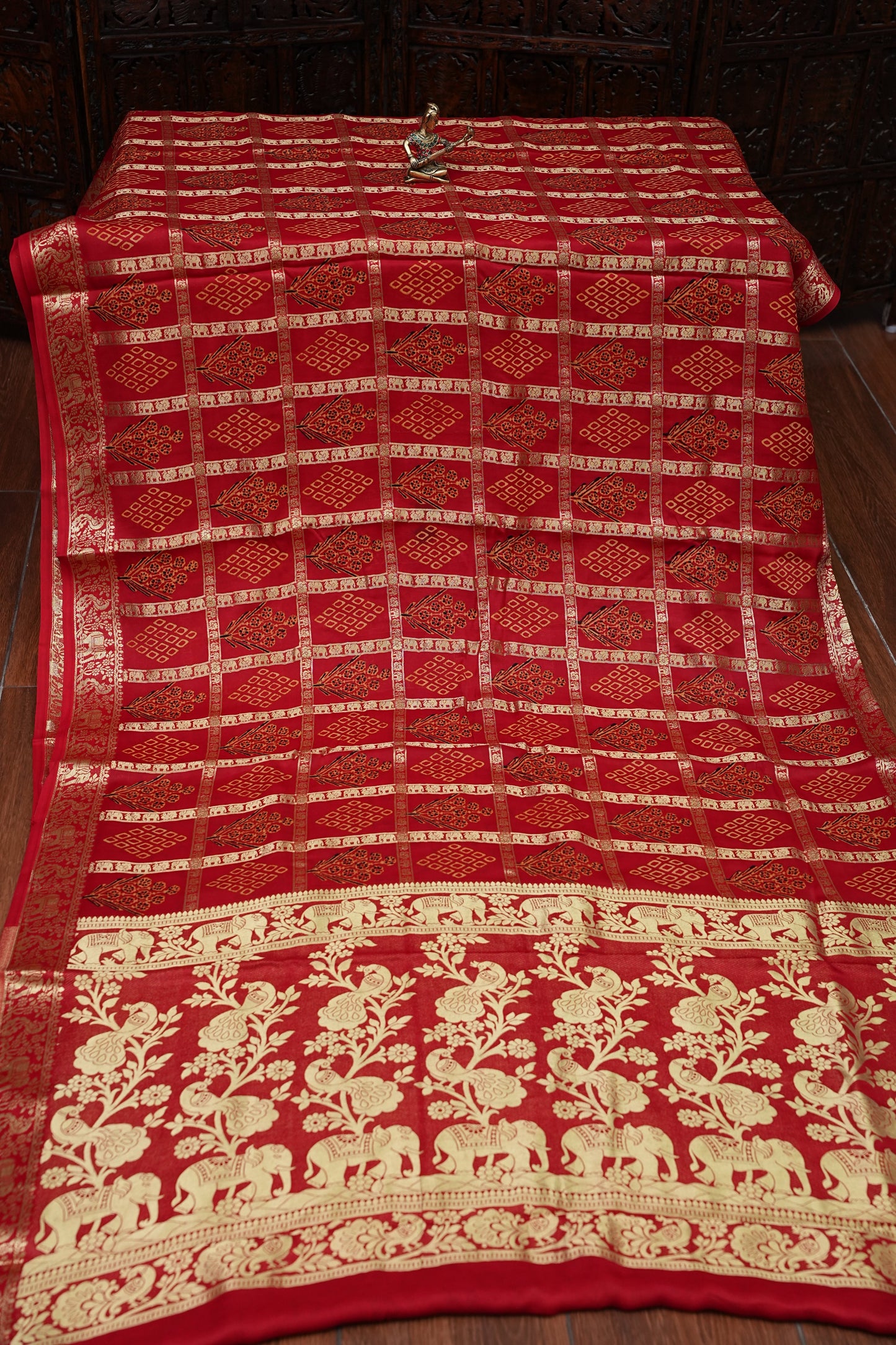 Bandhini Garchola Modal Silk Saree - Classic Red