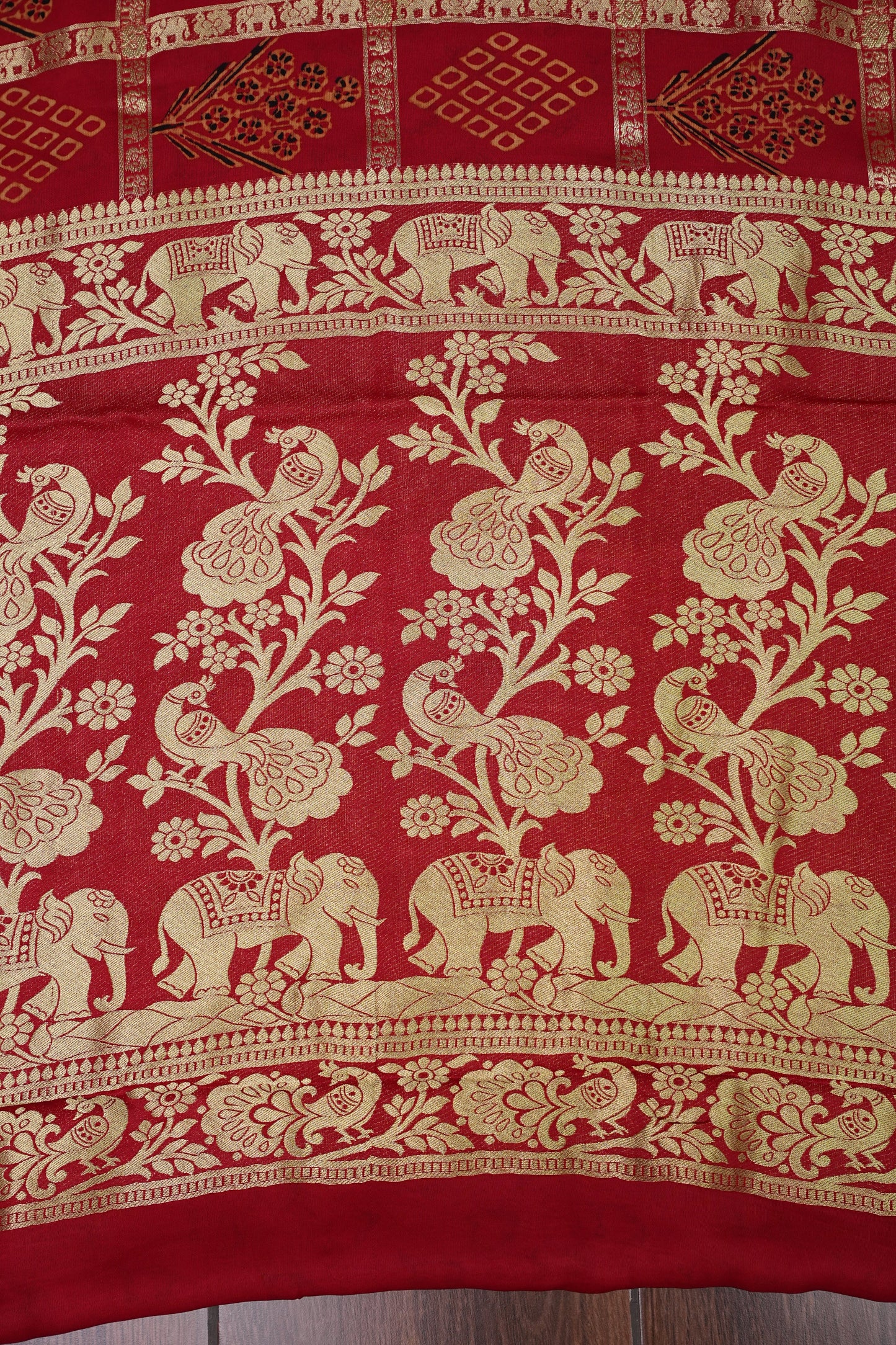 Bandhini Garchola Modal Silk Saree - Classic Red