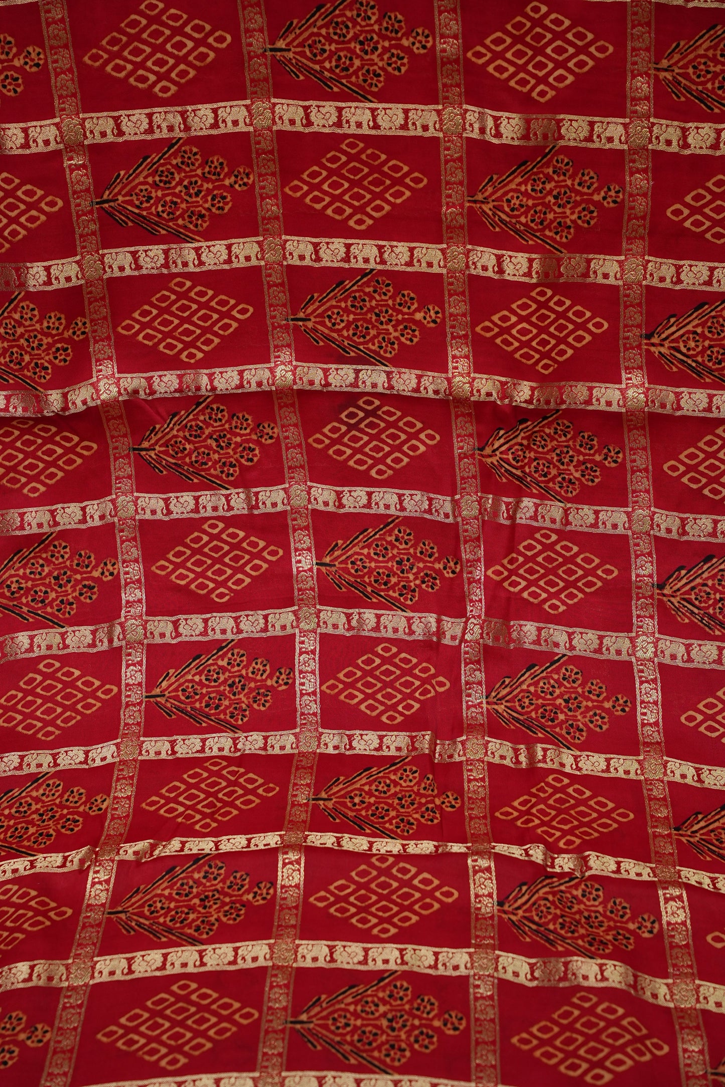 Bandhini Garchola Modal Silk Saree - Classic Red