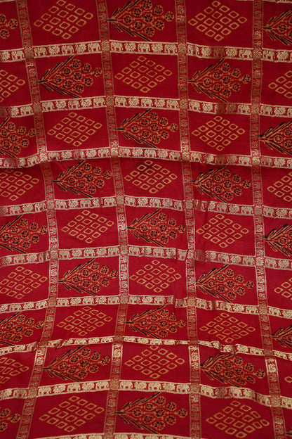 Bandhini Garchola Modal Silk Saree - Classic Red