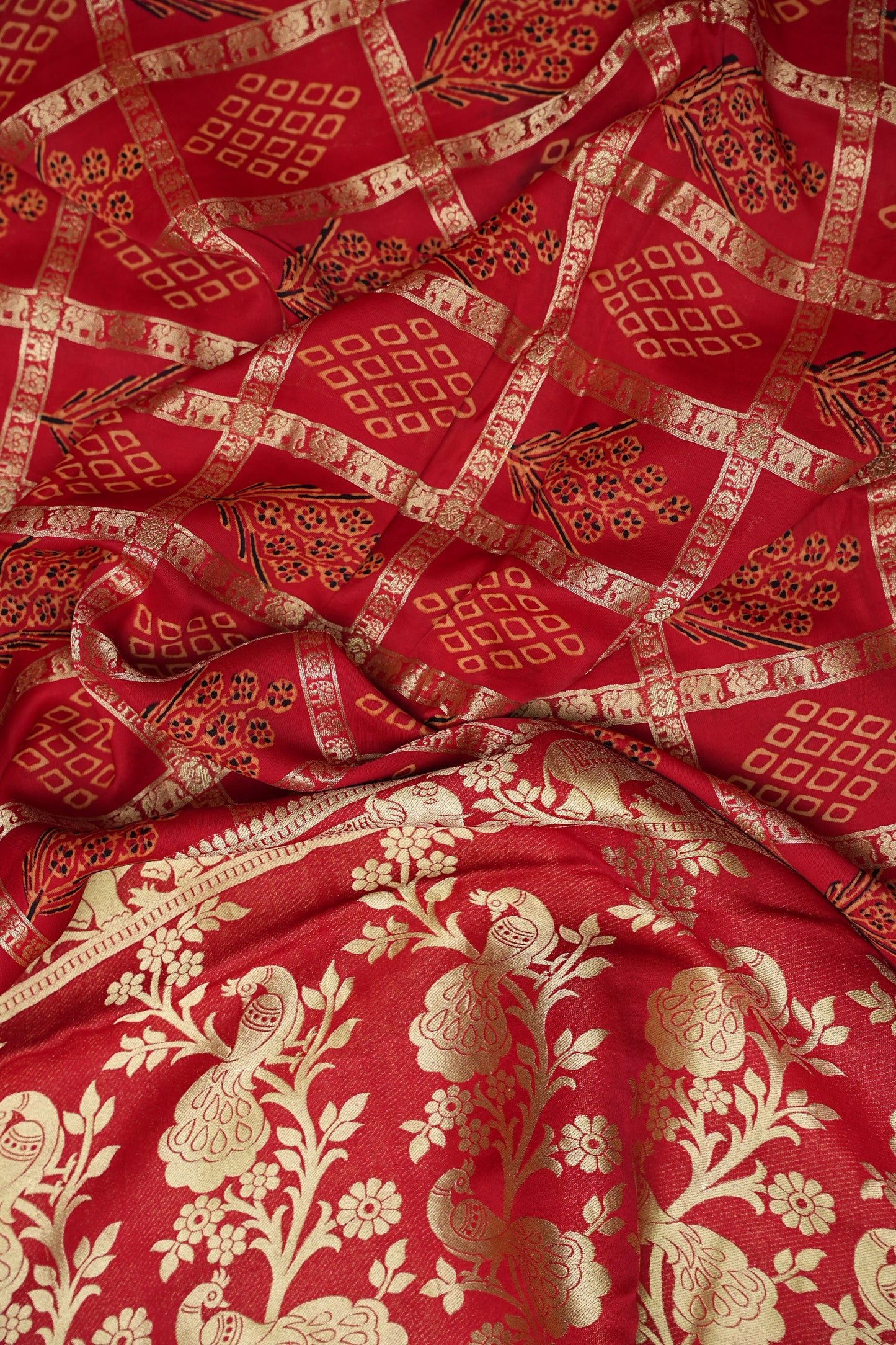 Bandhini Garchola Modal Silk Saree - Classic Red