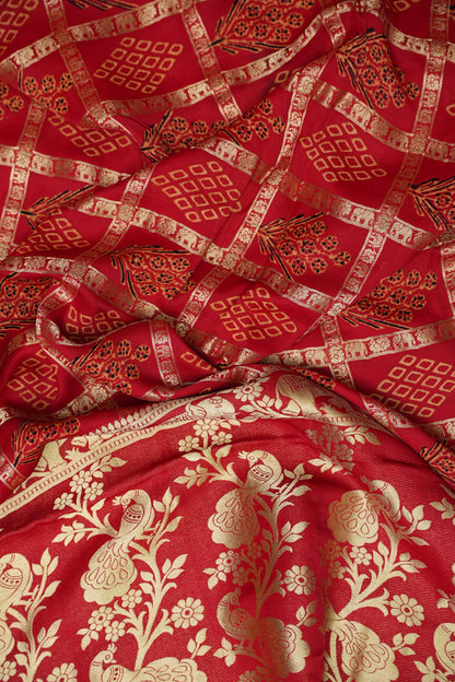 Bandhini Garchola Modal Silk Saree - Classic Red