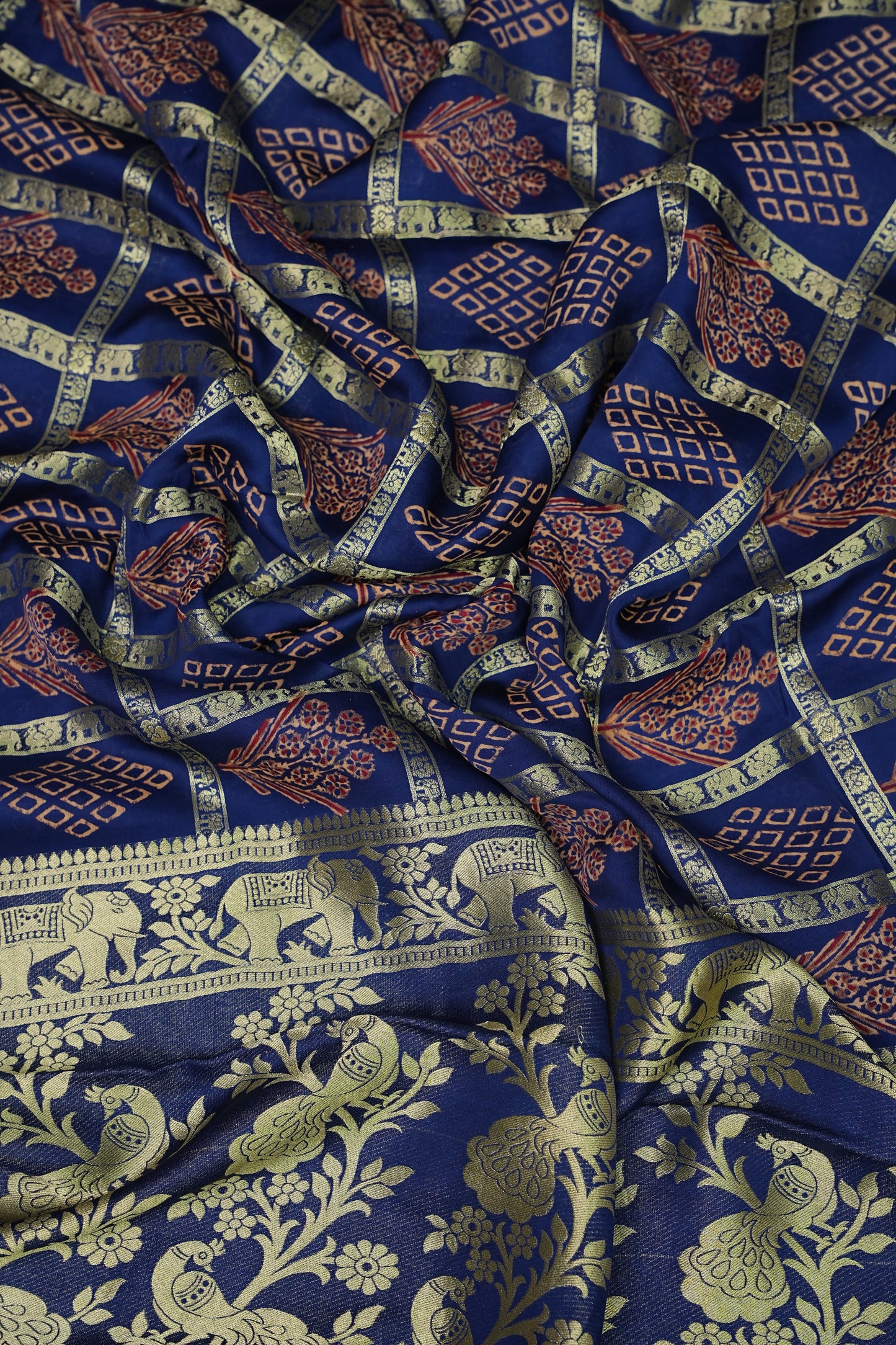 Bandhini Garchola Modal Silk Saree - Dark Blue
