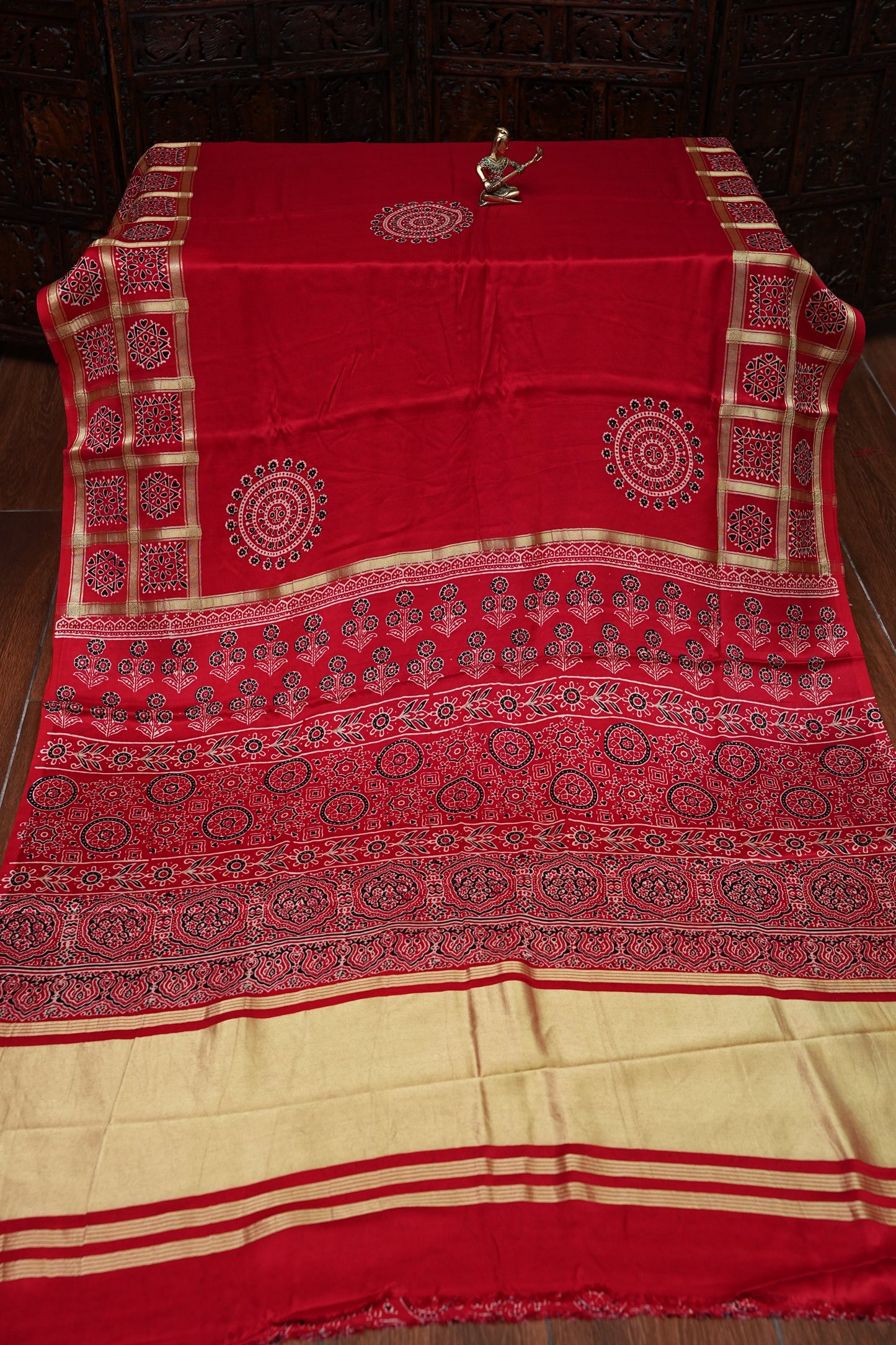 Bandhini Garchola Modal Silk Saree - Bright Red