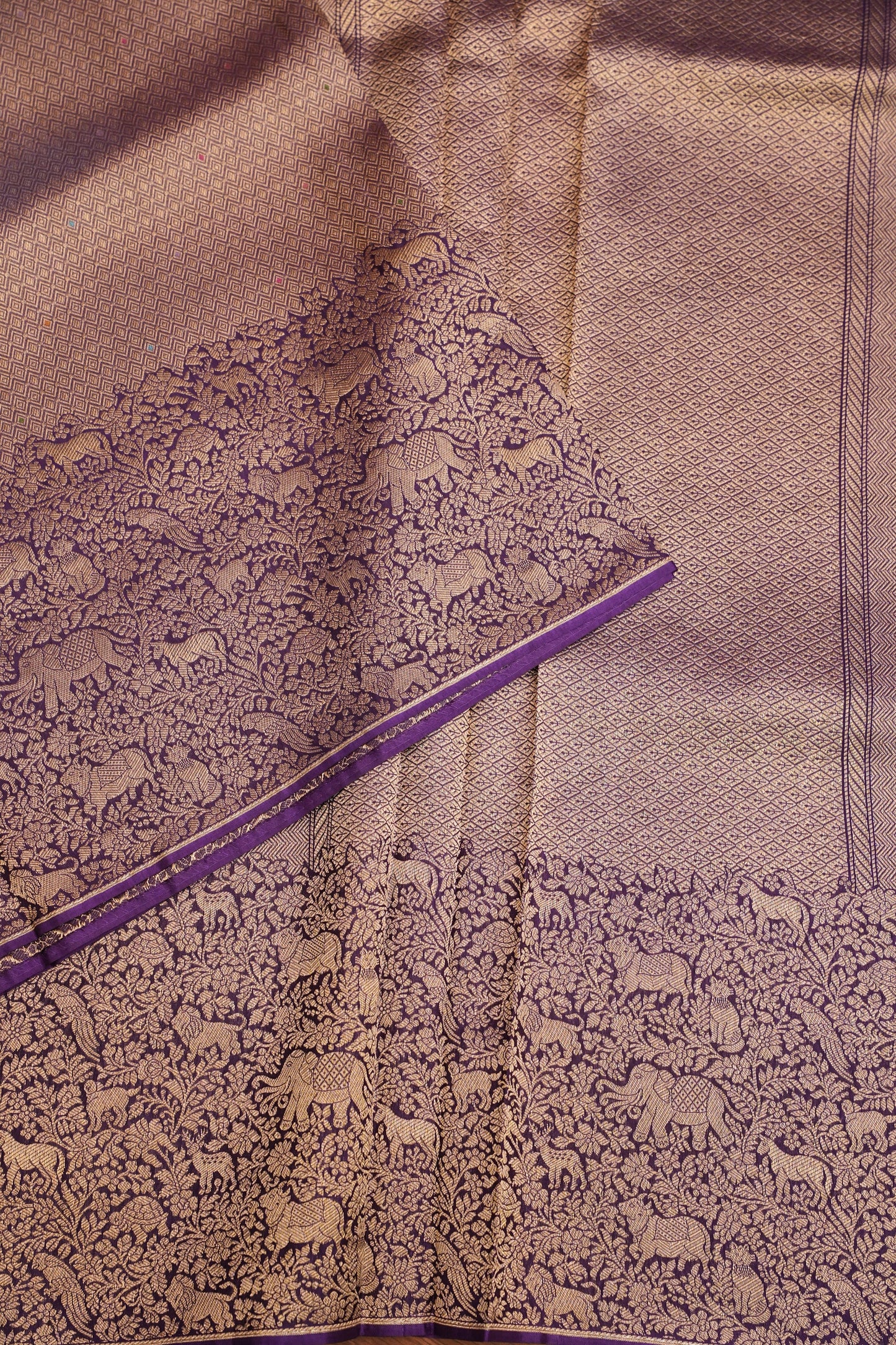 Shikargah Soft Banarasi Silk Saree–Purple