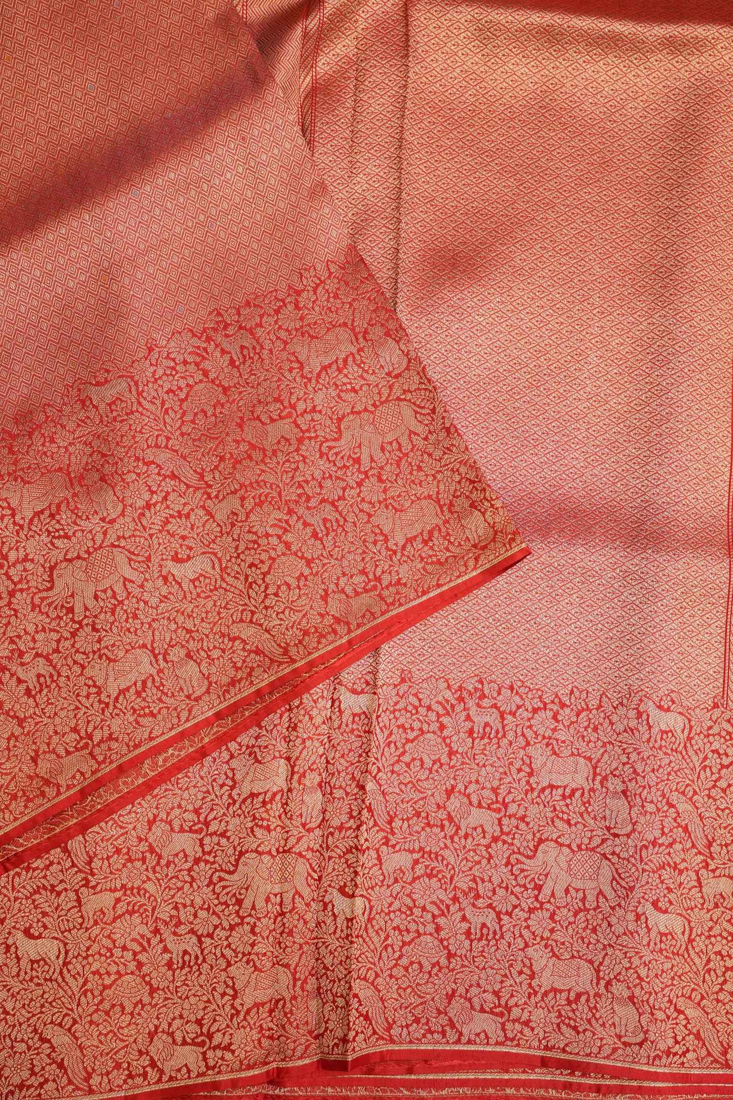 Shikargah Soft Banarasi Silk Saree–Red
