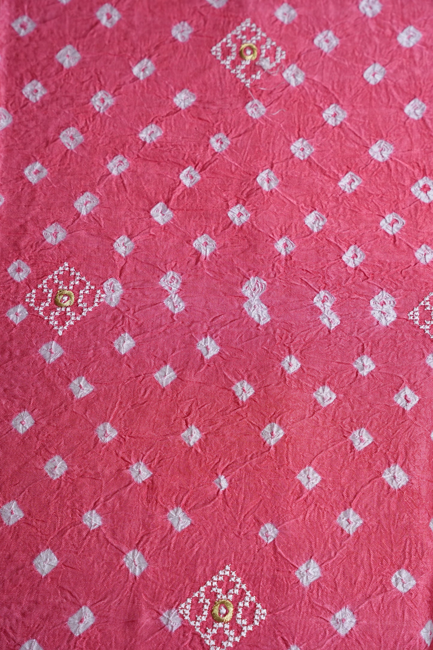 Pure Gajji Silk Bandhini Saree - Candy Pink