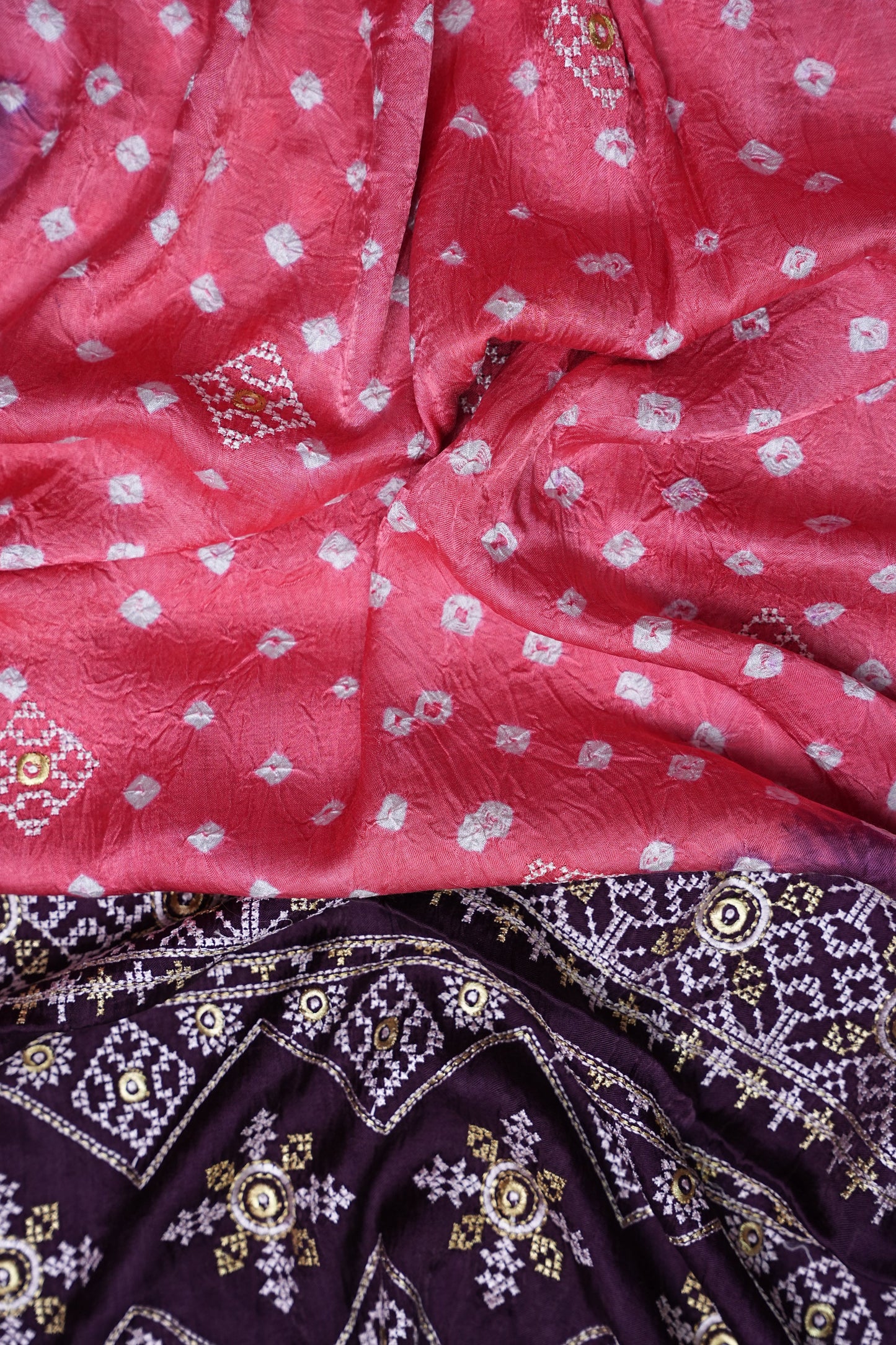 Pure Gajji Silk Bandhini Saree - Candy Pink