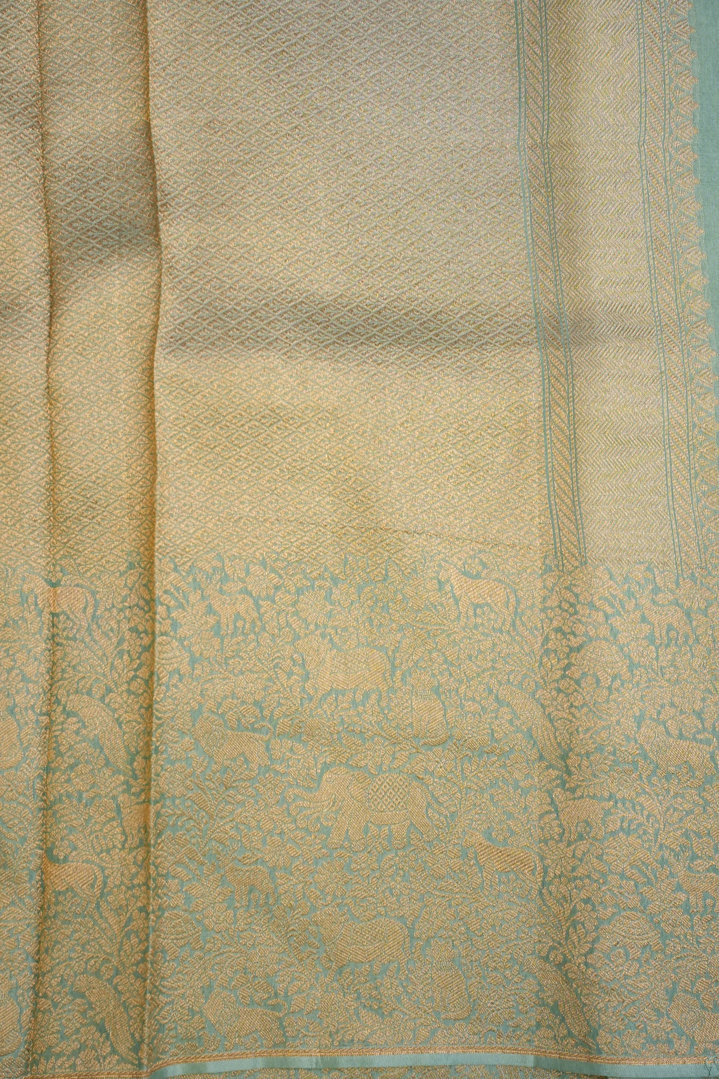 Shikargah Soft Banarasi Silk Saree–Aqua