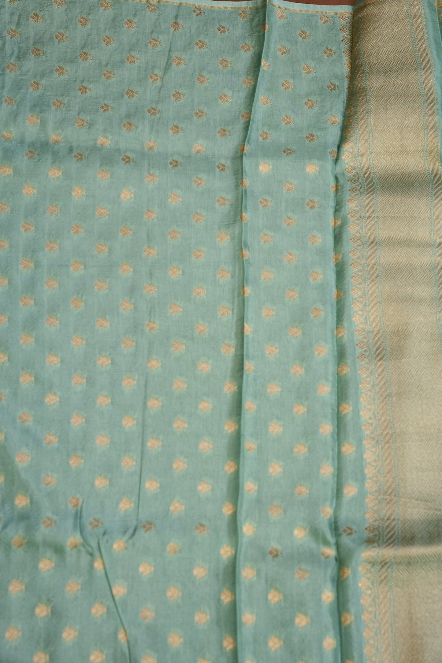 Shikargah Soft Banarasi Silk Saree–Aqua