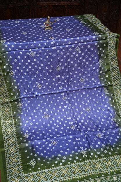 Pure Gajji Silk Bandhini Saree - Lavender