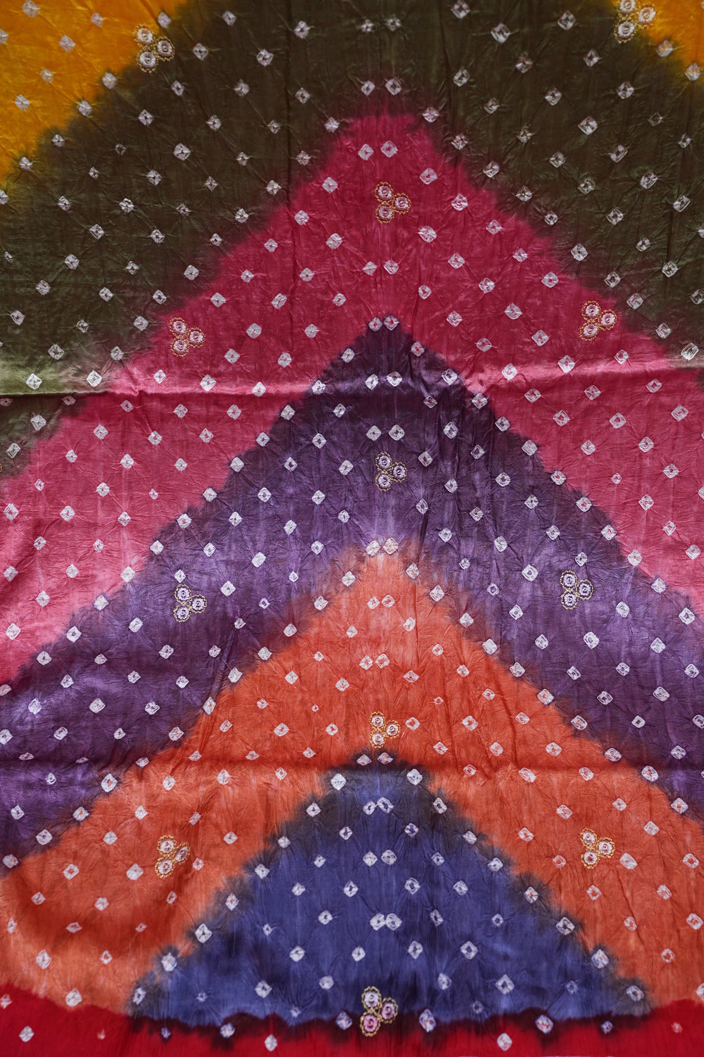 Pure Gajji Silk Bandhini Saree - Multicolor