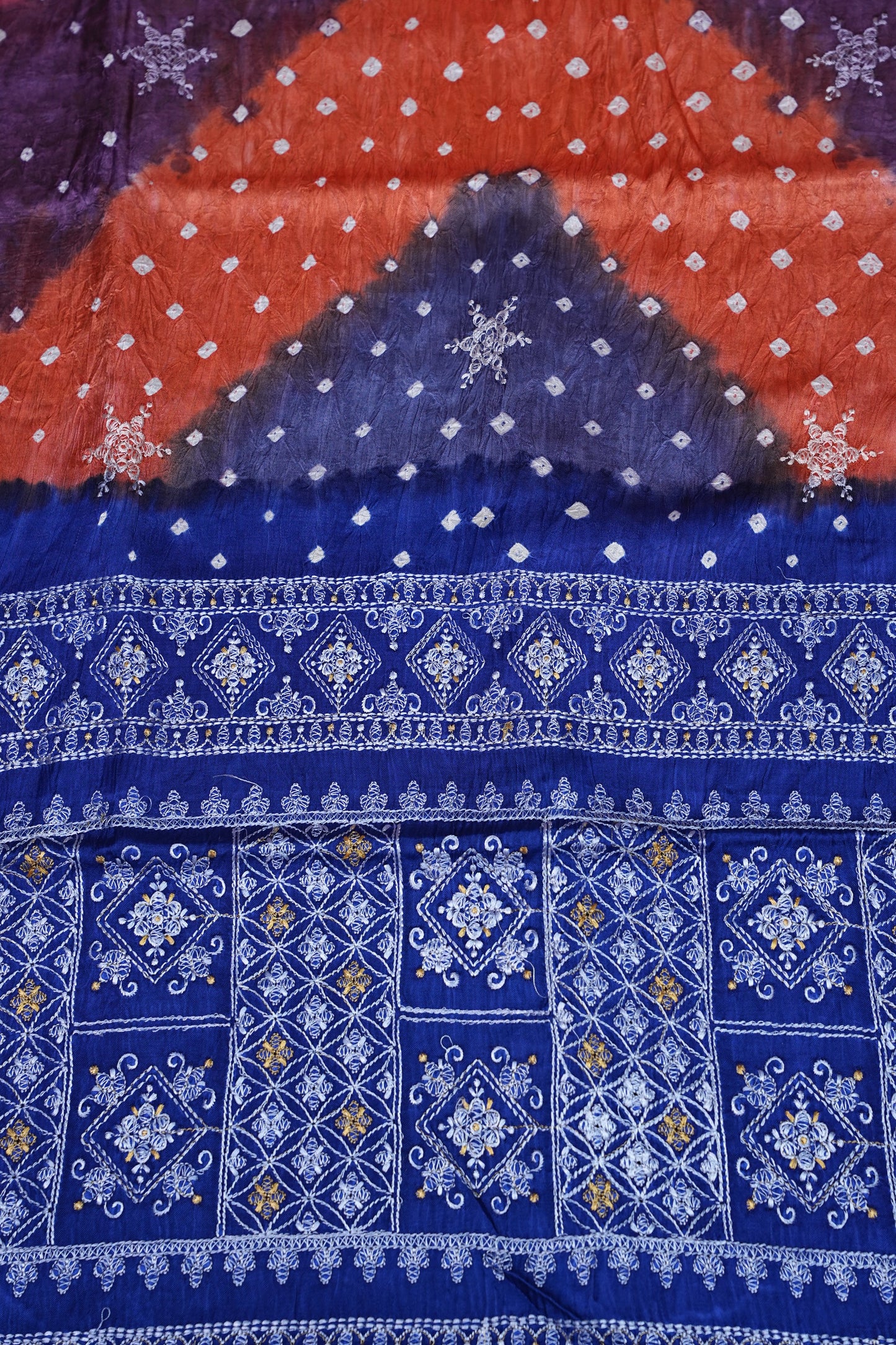 Pure Gajji Silk Bandhini Saree - Multicolor