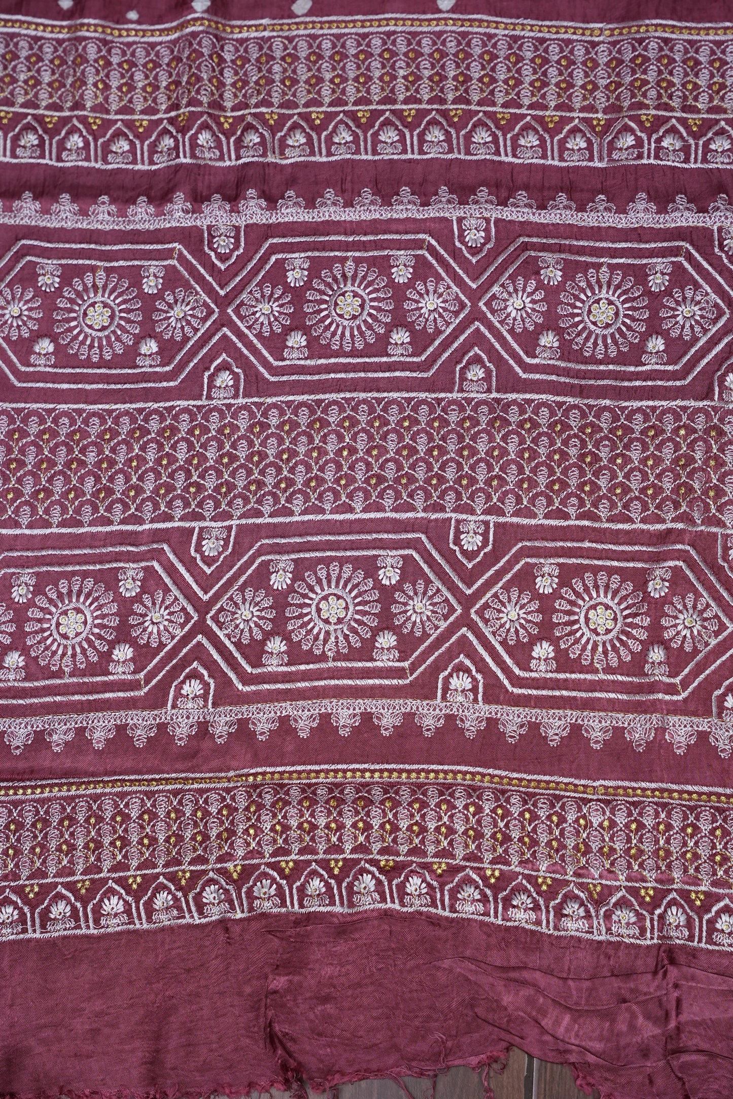 Pure Gajji Silk Bandhini Saree - Onion Pink