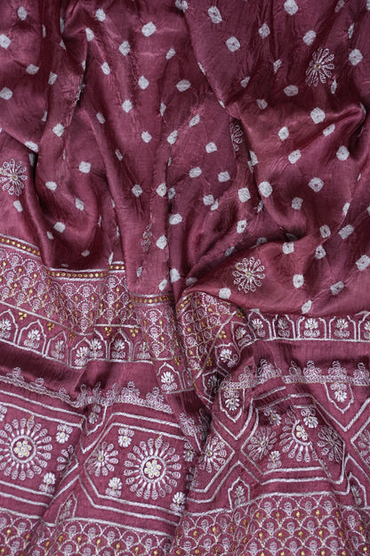 Pure Gajji Silk Bandhini Saree - Onion Pink