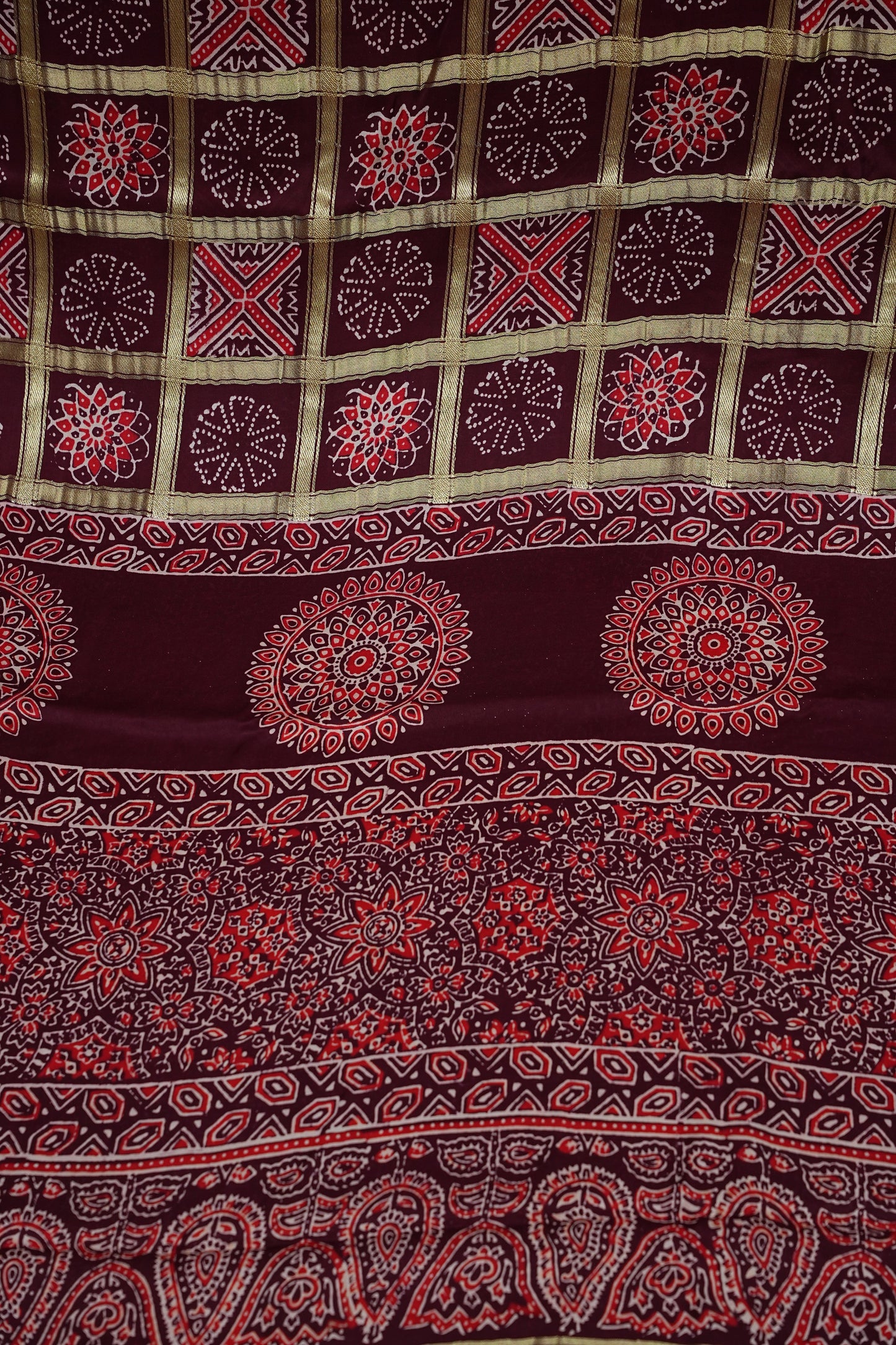 Bandhini Garchola Modal Silk Saree - Maroon