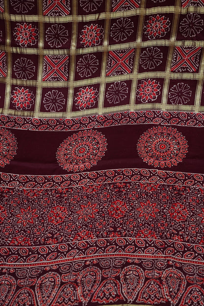 Bandhini Garchola Modal Silk Saree - Maroon