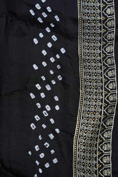 Pure Gajji Silk Bandhini Saree - Grey