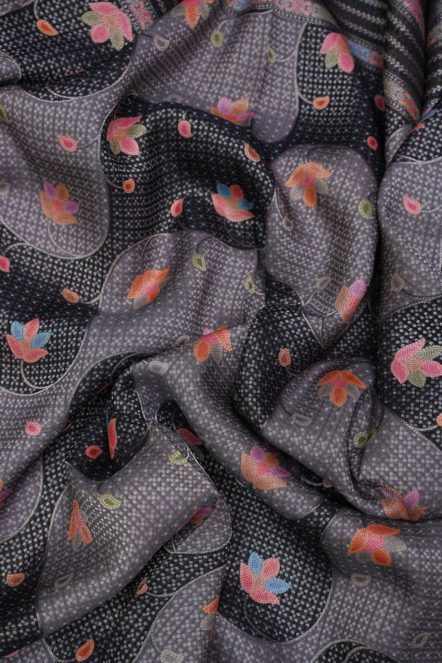 Kashmiri Pashmina Mellow Tissue Banarasi Saree - Black