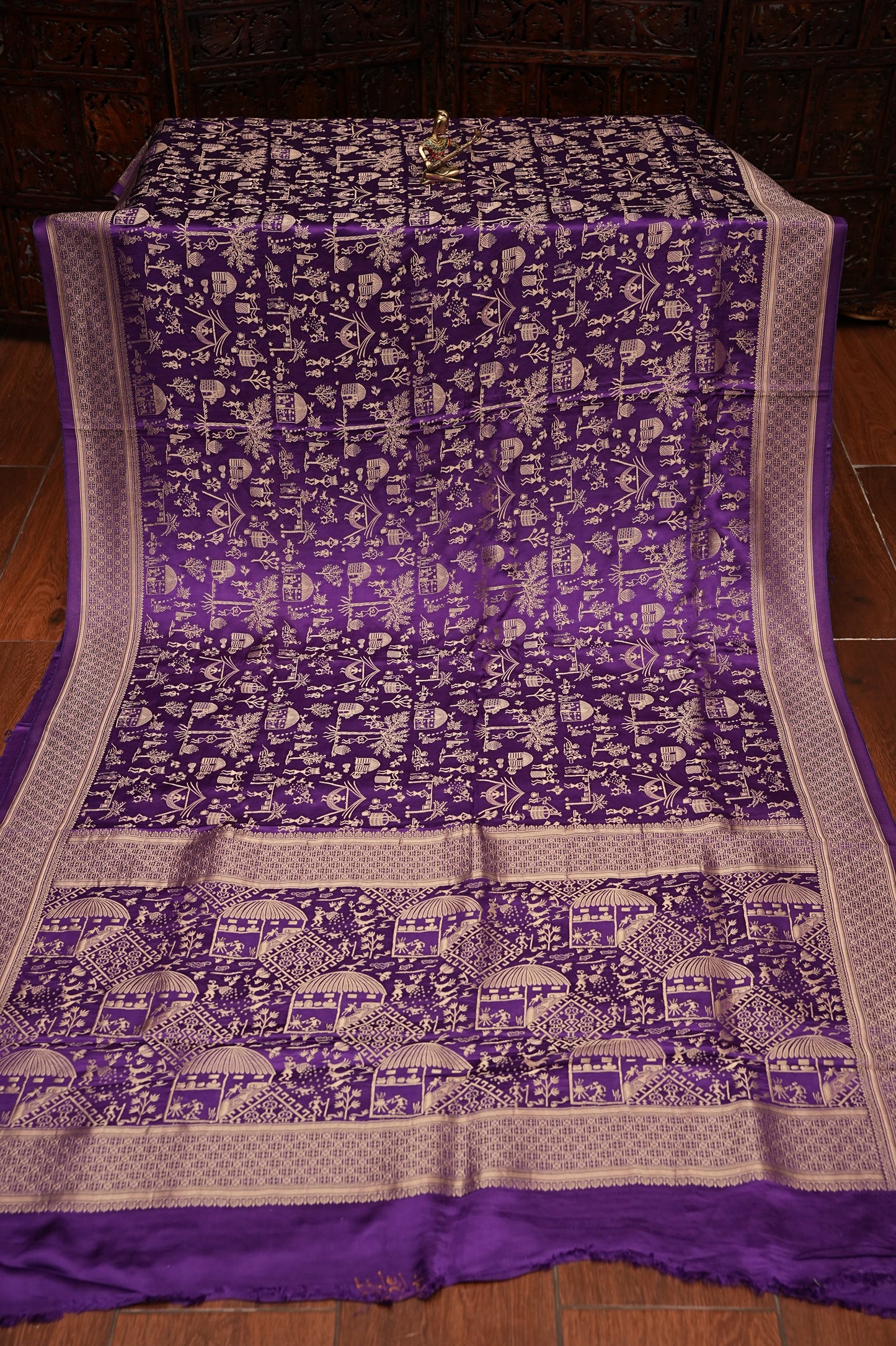 Banarasi Mashru Silk Saree - Purple