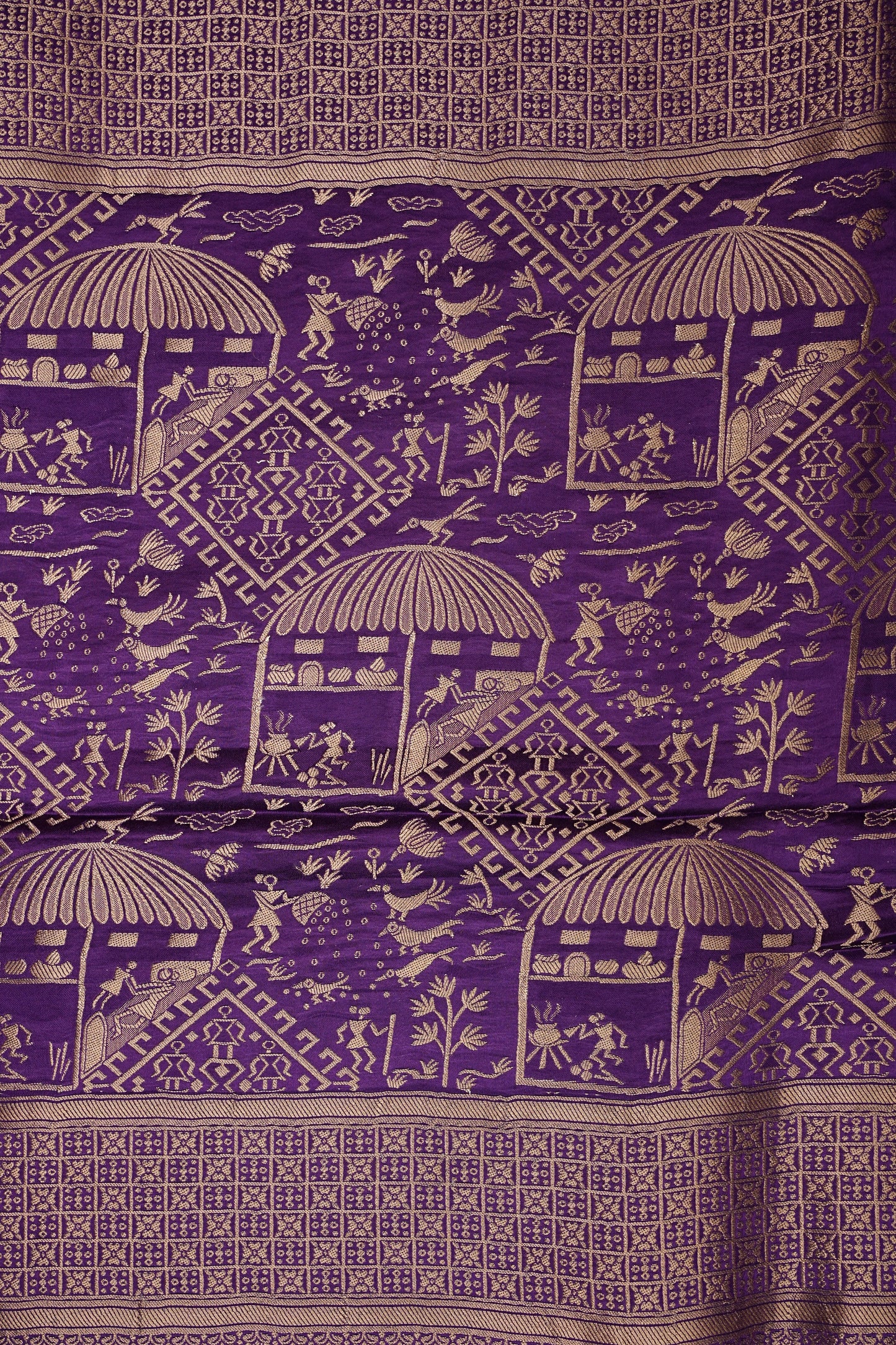 Banarasi Mashru Silk Saree - Purple