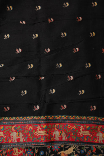 Kashmiri Pashmina Banarasi Story Telling Saree - Black