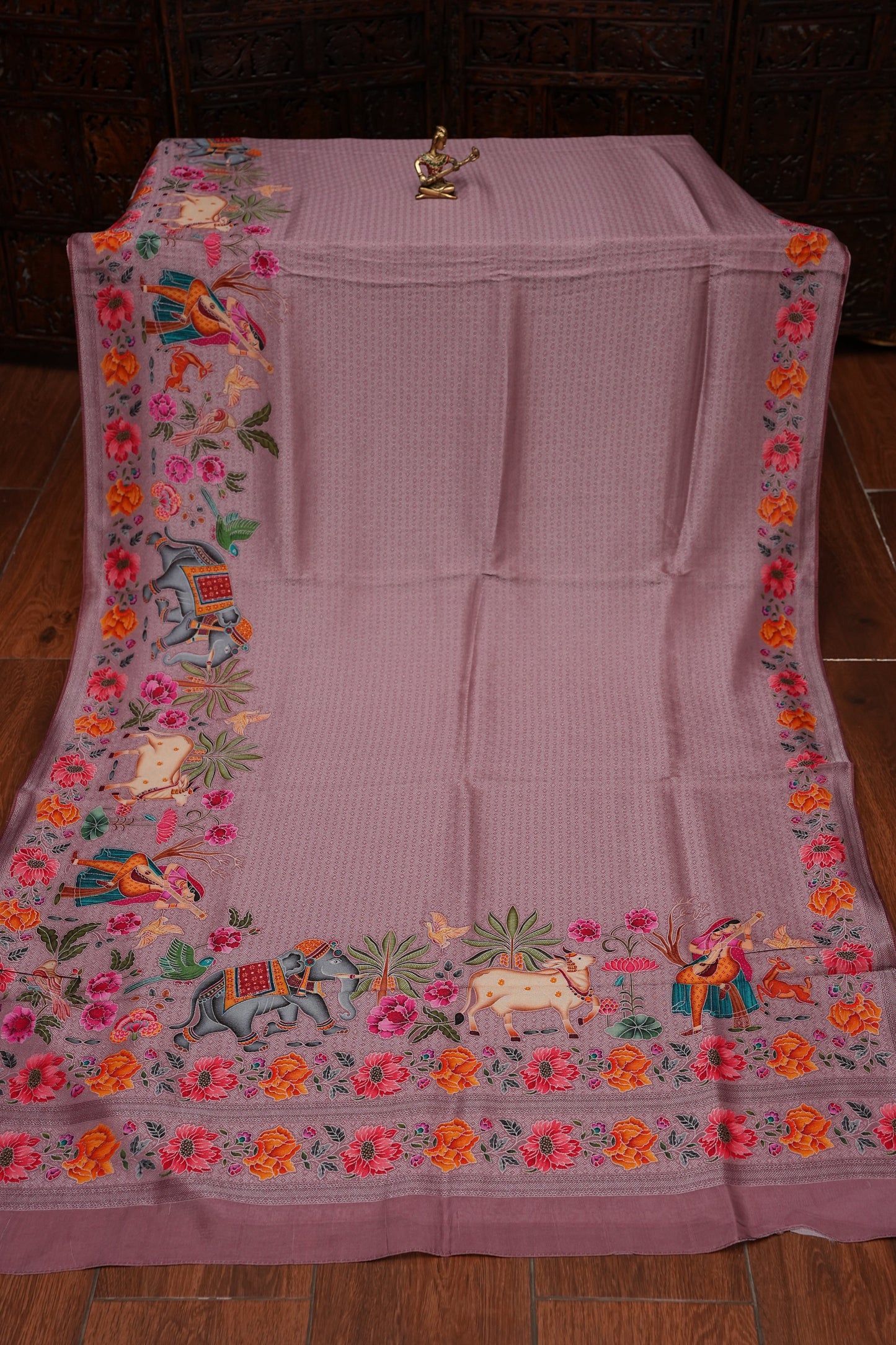 Kashmiri Pashmina Mellow Tissue Banarasi Saree - Mauve Pink