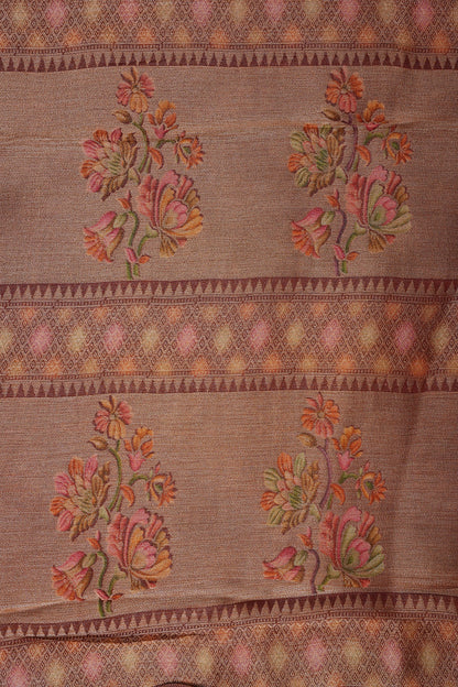Kashmiri Pashmina Mellow Tissue Banarasi Saree - Rosewood Brown