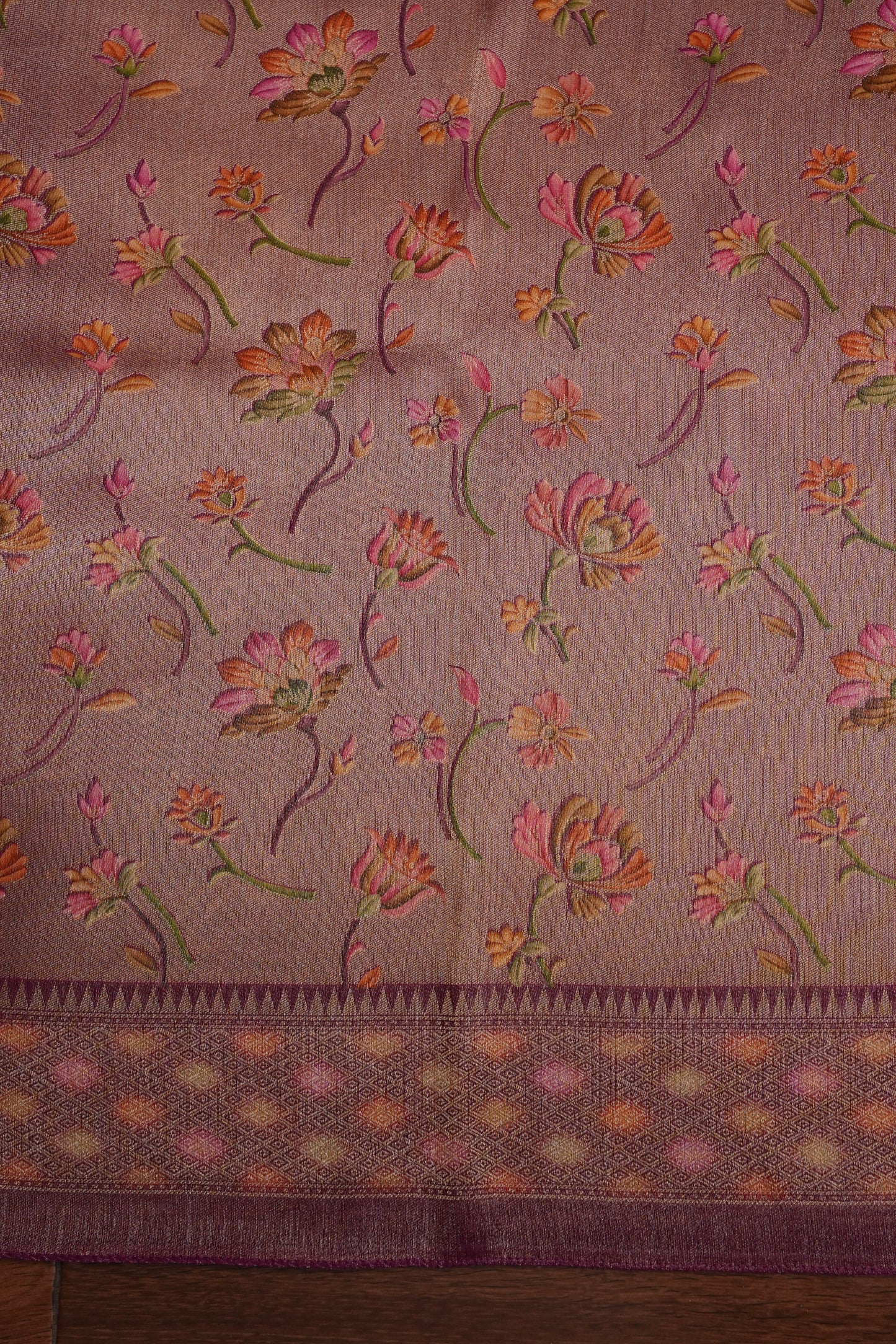 Kashmiri Pashmina Mellow Tissue Banarasi Saree - Wine