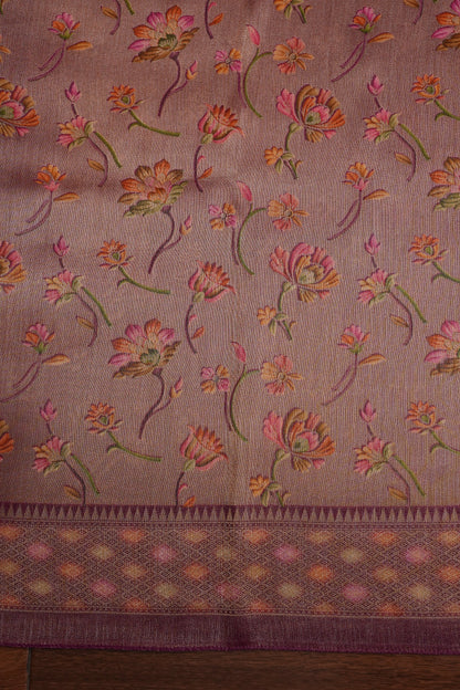 Kashmiri Pashmina Mellow Tissue Banarasi Saree - Wine