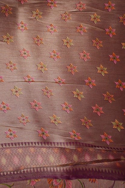 Kashmiri Pashmina Mellow Tissue Banarasi Saree - Wine